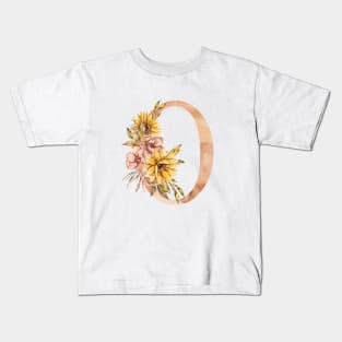 Watercolor sunflower bouquet monogram letter O Kids T-Shirt